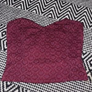 Burgundy floral tube top